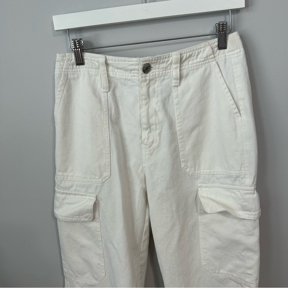 Zara White Wide Leg Baggy Cargo Pants Women’s Size 4 - Picture 3 of 5